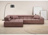 Ecksofa HOME AFFAIRE "Ancona, Ecksofa, incl. Kopfteilverstellung, Breite 319 cm, L-Form", rosa (altrosa), B:319cm H:70cm T:215cm, Struktur (85% Polyester, 15% Viskose);Luxus-Microfaser weich (98% Polyester, 2% Nylon);Velours (100% Polyester), Sofas, Ecksofa, wahlweise motorische Sitztiefenverstellung, auch in Cord + Easy Care