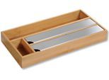 Folienspender KESPER "mit 4 Fächern, 2 davon mit Abreißkanten", beige (natur), B:19cm H:5,4cm L:42cm, Küchenrollenhalter, Folienspender, für Backpapier, Alufolie, Frischhatlefolie und Kleinteile
