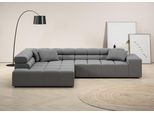 Ecksofa HOME AFFAIRE "Ancona, Ecksofa, incl. Kopfteilverstellung, Breite 319 cm, L-Form", grau, B:319cm H:70cm T:215cm, Struktur (85% Polyester, 15% Viskose);Luxus-Microfaser weich (98% Polyester, 2% Nylon);Velours (100% Polyester), Sofas, Ecksofa, wahlweise motorische Sitztiefenverstellung, auch in Cord + Easy Care