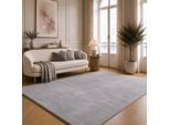 Teppich THE CARPET "kuschelig & Super Soft, Anti-Rutsch Unterseite", grau, B:120cm H:16mm L:160cm, Polyester, Teppiche, Teppich, Waschbar bis 30 Grad, Felloptik, Wohnzimmer Teppich, Kundenliebling