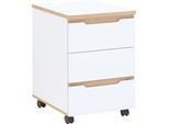 Container INNOSTYLE "Memphis Rollcontainer,45x66x55cm (B/H/T)", weiß (weiß, artisan eiche), B:45cm H:66cm T:55cm, Holzwerkstoff, MDF, Schränke, Rollcontainer, 3 Schubkästen, Soft-Close, ABS-Kantenschutz, 2 Rollen mit Bremse