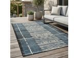 Teppich GINO FALCONE "Outdoor-Africa 38" Gr. 4, blau, B:160cm H:5mm L:235cm, Kunstfaser, Teppiche, Teppich, Flachgewebe, Ethno Style, In- und Outdoor geeignet