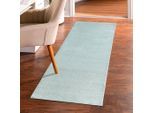 Teppich CARPET CITY "Friseé-Teppich FANCY900", grün (mint, türkis), B:80cm H:12mm L:300cm, Polypropylen, Teppiche, Teppich, Läufer, Kurzflor, Einfarbig, 3D-Optik, Streifen Look, Wohnzimmer