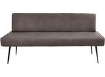 Essbank K+W KOMFORT & WOHNEN "Giacomo I Polsterbank", braun (sattel, schwarz), B:177cm H:87cm T:62cm, Sitzbänke, Essbank, Metallfüsse in schwarz, wahlweise in der Breite 200cm oder 177cm