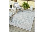 Outdoorteppich "Nebula, LAGERRÄUMUNG", blau (grau,türkis,cream), B:80cm H:6mm L:150cm, Polypropylen, MYFLAIR MÖBEL & ACCESSOIRES, Teppiche, Outdoorteppich, modernes Design, Rauten, Outdoor geeignet, Balkon, Terrasse