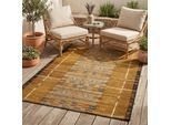 Teppich GINO FALCONE "Outdoor-Africa 38" Gr. 7, gold (goldfarben), B:300cm H:5mm L:400cm, Kunstfaser, Teppiche, Teppich, Flachgewebe, Ethno Style, In- und Outdoor geeignet