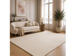 Teppich THE CARPET "kuschelig & Super Soft, Anti-Rutsch Unterseite", beige, B:60cm H:16mm L:110cm, Polyester, Teppiche, Teppich, Waschbar bis 30 Grad, Felloptik, Wohnzimmer Teppich, Kundenliebling