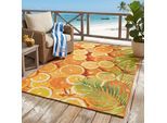 Teppich SANSIBAR "Rantum Beach 001", orange, B:120cm H:5mm L:180cm, Polypropylen, Teppiche, Teppich, Flachgewebe, modernes Sommer Design, In- und Outdoor geeignet