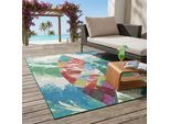 Teppich SANSIBAR "Rantum Beach SA-024", bunt (multicolor), B:100cm H:5mm L:200cm, Polypropylen, Teppiche, Teppich, Flachgewebe, modernes Design, Motiv Surfboard, In- & Outdoor geeignet