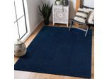 Teppich CARPET CITY "Friseé-Teppich FANCY805", blau, B:120cm H:12mm L:160cm, Polypropylen, Teppiche, Teppich, Läufer, Kurzflor, Einfarbig, 3D-Optik, Zickzack Look, Wohnzimmer