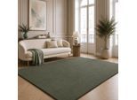 Teppich THE CARPET "kuschelig & Super Soft, Anti-Rutsch Unterseite", grün (dunkelgrün), B:80cm H:16mm L:150cm, Polyester, Teppiche, Teppich, Waschbar bis 30 Grad, Felloptik, Wohnzimmer Teppich, Kundenliebling