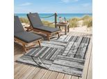 Teppich SANSIBAR "Rantum Beach SA-023", grau, B:60cm H:5mm L:100cm, Polypropylen, Teppiche, Teppich, Flachgewebe, modernes Design, Motiv Holzdielen, In- & Outdoor geeignet
