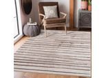 Teppich CARPET CITY "Moda", beige, B:140cm H:11mm L:200cm, Polypropylen, Teppiche, Teppich, Kurzflor, Streifen-Muster, Weicher Flor