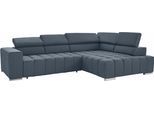 Ecksofa EXXPO - SOFA FASHION "Elias, aktuelle Kreuzsteppung im Sitz, bequem, Breite 307cm, L-Form", blau (night sky), B:307cm H:94cm T:201cm, Struktur ( 100% Polyester), Sofas, Ecksofa, mit Kopf- bzw. Rückenverstellung, wahlweise mit Bettfunktion