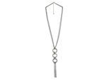 Kette mit Anhänger STEUER "4-reihig silberfarben mit 3 Metallringen", silber, Halsketten, Damen, 78cm, Metall, L: 78 B: 32mm, glänzend, B:32mm