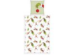 Wendebettwäsche THE GRINCH "Grinch", bunt, B/L: 135cm x 200cm, 1 Stk., 1 Stk., Flanell, B/L: 80cm x 80cm, 2 Stk., Flanell, Obermaterial: 100% Baumwolle, Bettwäsche, Wendebettwäsche, mit niedlichem Allover-Motiv