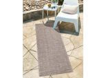 Teppich CARPET CITY "In-& Outdoorteppich Santorini 450, 3D-Effekt, Gestreift", braun, B:80cm H:5mm L:250cm, Polypropylen, Teppiche, Teppich, Wetterfest & UV-beständig für Terrasse, Balkon, Küche, Flur