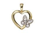 Herzanhänger JOBO "Anhänger Schmetterling", gold (gelbgold 333), Schmuckanhänger, Damen, Gelbgold 333, 333 Gold mit Zirkonia