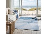 Teppich SANSIBAR "Keitum 007", blau, B:160cm H:3mm L:230cm, Polyester, Teppiche, Teppich, Flachgewebe, modernes Wellen Design & gekreuzte Säbel
