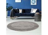 Teppich CARPET CITY "Noa 9301" Gr. 9, grau, H:11mm Ø:120cm, Kunstfaser, Teppiche, Teppich, Kurzflor, Modern, Weicher For, Pflegeleicht