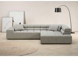 Ecksofa HOME AFFAIRE "Ancona, Ecksofa, incl. Kopfteilverstellung, Breite 319 cm, L-Form", grau (hellgrau), B:319cm H:70cm T:215cm, Struktur (85% Polyester, 15% Viskose);Luxus-Microfaser weich (98% Polyester, 2% Nylon);Velours (100% Polyester), Sofas, Ecksofa, wahlweise motorische Sitztiefenverstellung, auch in Cord + Easy Care