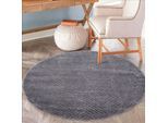 Teppich CARPET CITY "Friseé-Teppich FANCY 904", grau, H:12mm Ø:160cm, Polypropylen (PP), Teppiche, Teppich, Kurzflor Wohnzimmer, Florale 3D-Optik, für Schlafzimmer, Flur