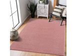 Teppich CARPET CITY "Friseé-Teppich FANCY900", rosa (rosé), B:120cm H:12mm L:160cm, Polypropylen, Teppiche, Teppich, Läufer, Kurzflor, Einfarbig, 3D-Optik, Streifen Look, Wohnzimmer
