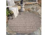 Teppich CARPET CITY "In-& Outdoorteppich Santorini 411, 3D-Effekt, Boho-Optik", braun, H:5mm Ø:160cm, Polypropylen, Teppiche, Teppich, Wetterfest & UV-beständig für Terrasse, Balkon, Küche, Flur