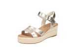 Keilsandalette TOMS "TOMS Sandalen Leder", Damen, Gr. 41, gold, Leder, Schuhe
