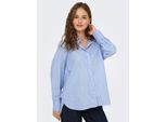 Hemdbluse JDY "JDYMIO L/S LUREX LOOSE SHIRT WVN NOOS", Damen, Gr. L, chambray blau detail:silber lurex, Web, Obermaterial: 72% Baumwolle, 24% Polyester, 4% Elasthan, gestreift, regular fit hüftlang, 1-Knopf-Manschette, Blusen Hemdbluse
