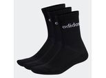 Sportsocken ADIDAS SPORTSWEAR "LINEAR CREW CUSHIONED, 3 PAAR", Damen, Gr. L (43/45), schwarz-weiß (schwarz, weiß), Obermaterial: 73% Baumwolle, 24% Polyester, 2% Elasthan, 1% sonstige Fasern, Socken Sportsocken