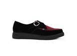 TUK Pointed Creeper Black Burgundy Suede Monk Buckle Platform Shoes - A9592