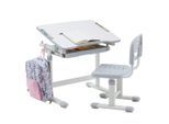 CARO-Möbel Kinderschreibtischset, Weiß, Grau, Holzwerkstoff, Metall, Mode, 65x54x47 cm, Arbeitszimmer, Schreibtische, Jugend- & Kinderschreibtische