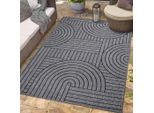 Outdoorteppich CARPET CITY "DUO RUG 5842", grau (anthrazit), B:200cm H:5mm L:290cm, Obermaterial: 100% Polypropylen, Teppiche, Outdoorteppich, Wendeteppich Wetterfest In- & Outdoor, Balkon, Terrasse, Wohnzimmer
