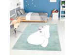 Kinderteppich CARPET CITY "ANIME921", grün, B:160cm H:11mm L:230cm, Polypropylen (PP), Teppiche, Kinderteppich, Kinderzimmer Teppich Modern mit Mond, Blumen, Wolken, Creme, Multi