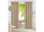 Vorhang OTTO HOME "Raja" Gr. 1, hellbraun, B:140cm H:145cm, Polyester, Recyceltes Material, Gardinen, einfarbig, Einfache Montage, Pflegeleicht, Ösen, 2 er Pack, uni