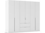 Drehtürenschrank OTTO HOME "Kleiderschrank Schrank Garderobe AGORDO mit Dekor- oder Hochglanzfront", weiß (alpinweiß), Schränke, B/H/T: 271cm x 229cm x 54cm, Griffe Alufarben, Holzwerkstoff, Drehtürenschrank, mit Außenschubkästen, Serie in 7 Breiten und 2 Höhen MADE IN GERMANY, B:271cm H:229cm T:54cm