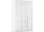 Drehtürenschrank OTTO HOME "Kleiderschrank Schrank Garderobe AGORDO mit Dekor- oder Hochglanzfront", weiß (alpinweiß, hochglanz weiß), Schränke, B/H/T: 136cm x 210cm x 54cm, Griffe Alufarben, Holzwerkstoff, Drehtürenschrank, mit Außenschubkästen, Serie in 7 Breiten und 2 Höhen MADE IN GERMANY, B:136cm H:210cm T:54cm
