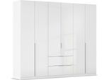Drehtürenschrank OTTO HOME "Kleiderschrank Schrank Garderobe AGORDO mit Dekor- oder Hochglanzfront", weiß (alpinweiß, hochglanz weiß), Schränke, B/H/T: 271cm x 229cm x 54cm, Griffe Alufarben, Holzwerkstoff, Drehtürenschrank, mit Außenschubkästen, Serie in 7 Breiten und 2 Höhen MADE IN GERMANY, B:271cm H:229cm T:54cm