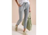 Schlupfhose CECIL "Style Tracey", Damen, Gr. XXL (46), Länge 28, palm breeze grün, Web, Obermaterial: 73% Polyester, 24% Viskose, 3% Elasthan, gestreift, figurbetont 7/8-Länge, Hosen Schlupfhose, Seersucker Hose