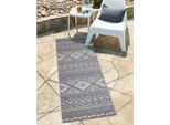 Teppich CARPET CITY "In-& Outdoorteppich Santorini 435, 3D-Effekt, Boho-Look", grau (anthrazit), B:80cm H:5mm L:250cm, Polypropylen, Teppiche, Teppich, Wetterfest & UV-beständig für Terrasse, Balkon, Küche, Flur