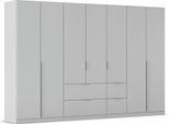 Drehtürenschrank OTTO HOME "Kleiderschrank Schrank Garderobe AGORDO mit Dekor- oder Hochglanzfront", grau (seidengrau), Schränke, B/H/T: 315cm x 210cm x 54cm, Griffe Alufarben, Holzwerkstoff, Drehtürenschrank, mit Außenschubkästen, Serie in 7 Breiten und 2 Höhen MADE IN GERMANY, B:315cm H:210cm T:54cm