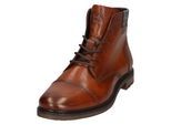 Schnürboots BUGATTI, Herren, Gr. 45, braun (cognac), Leder, Basic, Schuhe Schnürboots, Stiefel, Schnürstiefelette, Business-Boots mit Reißverschluss