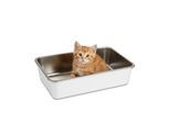 Lucky-Kitty Katzentoilette Kitten Edelstahl Weiss mattiert