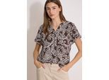 Kurzarmbluse CECIL, Damen, Gr. 3XL, braun (braun cacao), Stoff, 100% Viskose, gemustert, klassisch normal, Rundhals, normaler Saum, Blusen, mit allover Print