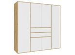 Livetastic , Weiß, Eiche Artisan , Holzwerkstoff , Holzoptik , 2 Schublade(n) Schubladen , 197x194x56 cm , griffloses Öffnen , Schlafzimmer, Kleiderschränke, Drehtürenschränke
