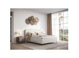 Livetastic , Beige , Holz, Textil, Holzwerkstoff , 160x200 cm , Bettkasten, Lattenrost, gepolstertes Kopfteil ,