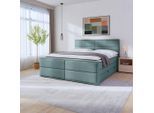 Livetastic , Blau , Metall, Kunststoff, Textil, Holz , Birke, Buche , teilmassiv, Hartholz,teilmassiv, Hartholz , H2 , 180x200 cm , Bettkasten, Matratze, gepolstertes Kopfteil, Topper durchgehend ,