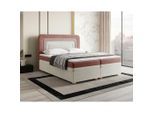 Livetastic , Creme, Rosa, Beere , Holz , Kiefer,Kiefer , H2 + H3 , 180x200 cm , Bettkasten, gepolstertes Kopfteil, Topper durchgehend ,