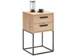 Carryhome Nachttisch , Schwarz, Eiche Artisan , Metall , 2 Schublade(n) Schubladen , 40x65x38.5 cm , Schlafzimmer, Nachttische